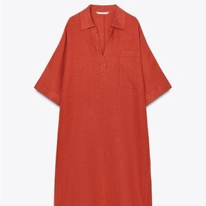 Zara ZW Collection 100% Linen Tunic Dress